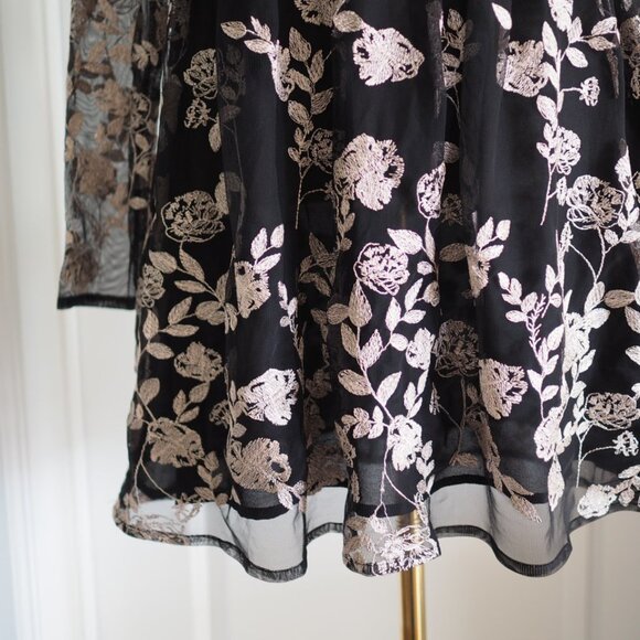 Altar'd State Formal Floral Embroidered Dress Sheer Cutout Neckline, Size Large - Picture 6 of 11